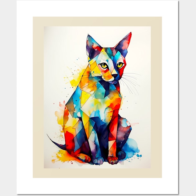 Geometric Cat Wall Art by ShopBuzz